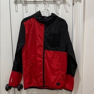 Men's Red and Black Windbreaker Jacket